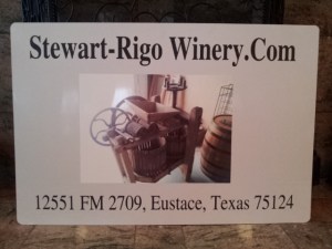 Our New Sign for "Stewart-Rigo Winery" formerly "Silver Star Winery of Texas" copyright 2014 John J. Rigo